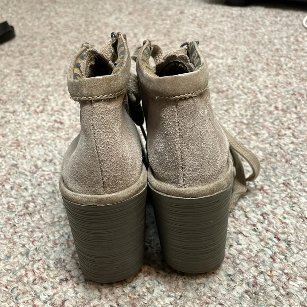 Fly London Beige Ankle Boots with Wedge Heel - Picture 8 of 10
